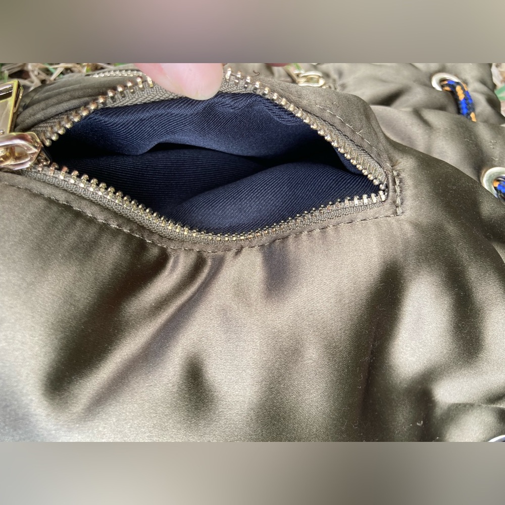 Zara Olive Green and Black Mini Backpack with Blue Accent - Picture 6 of 7